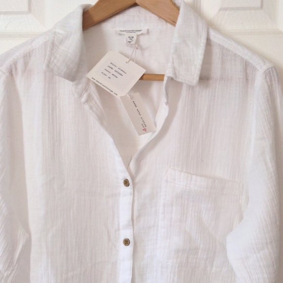 NEW WITH TAG beachlunchlounge White Casual Button Down Shirt - Picture 6 of 15